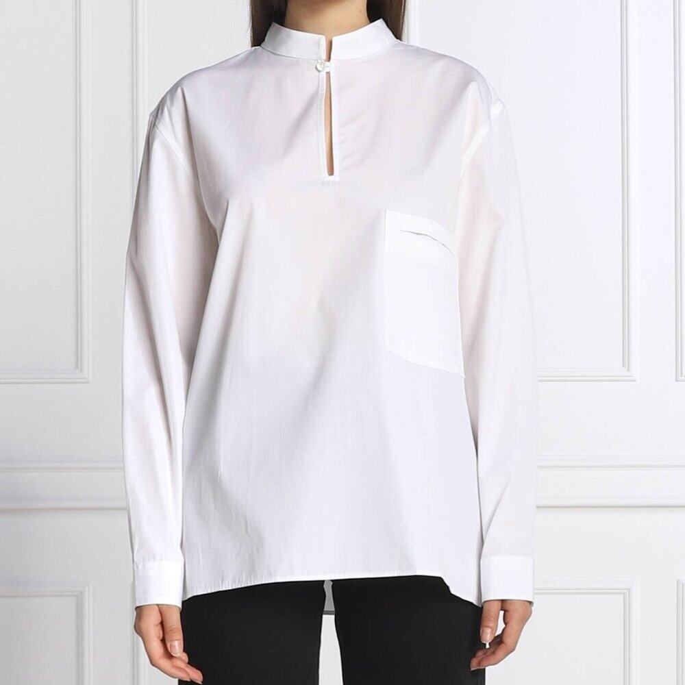 The Kooples Women’s XS 100% Cotton Band Collar Dress Shirt with Pocket White
